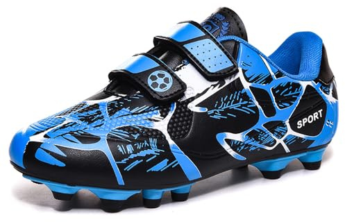 Football Shoes Kids Size 2 Boys Football Boots Astroturf Soccer Training Girls Trainers Non-Slip Summer Trainers Blue