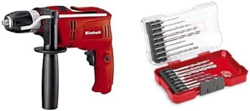 Einhell Schlagbohrmaschine TC-ID 650 E (650 W, Bohrleistung Ø Holz 25 mm, Beton 13mm, Metall 10 mm, Metall-Tiefenanschlag, Gürtelhaken, inkl. 16-tlg. Bohrer-Set)