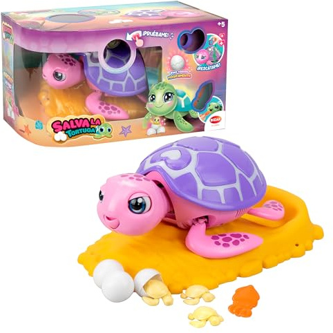 Bizak Salva La Tortuga Color Rosa, Mascota Interactiva para niños y niñas, Experiencia de unboxing, Limpia y cuida tu Animal Interactivo con reaccione y Sonidos, Juego de cuidados, (62008633-1)
