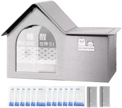 Maison pour Chat avec Climatiseur et Sac de Glace - Refroidissement pour Animaux de Compagnie