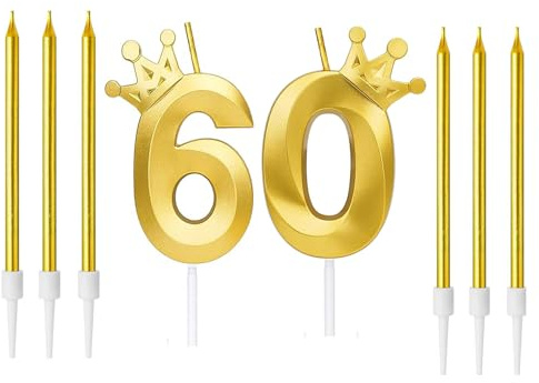 Zwenjuan Juego de Velas de Cumpleaños,Vela número 60 con 6 Velas Largas,Velas de Cumpleaños para Pastel para Cumpleaños Aniversario de Bodas Fiesta de Graduación Decoraciones de Fiesta de Cumpleaños