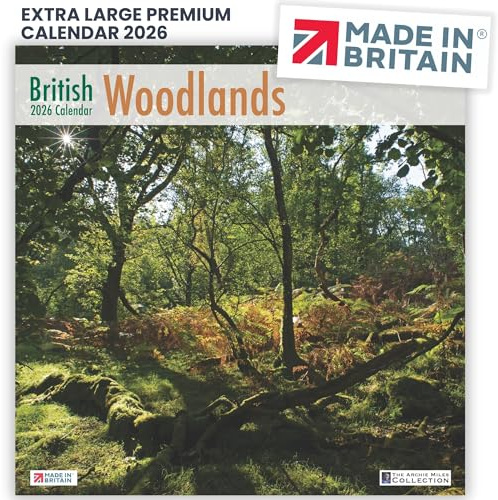 ALLTRADE Calendar 2026 British Woodlands Premium Large 2026 Calendar UK Holidays MADE IN BRITAIN® with Solar Energy on FSC® Paper Photos by ARCHIE MILES Supports Tree Planting Great Gift