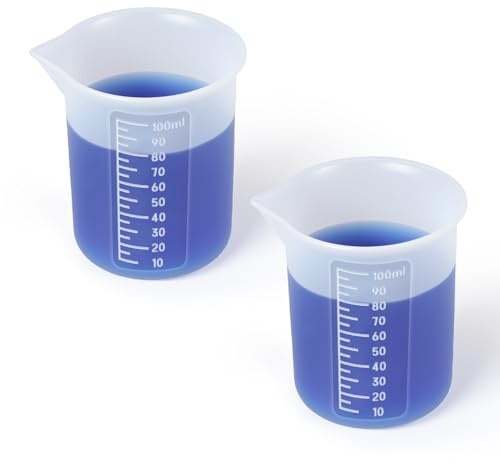 2 PCS Silicone Laundry Measuring Cups, 100ml Laundry Liquid Detergent Cup, Detergent Dispenser, Reusable Non-Stick Mixing Cups with Precise Scale for Resin Molds Jewelry Making DIY Craft