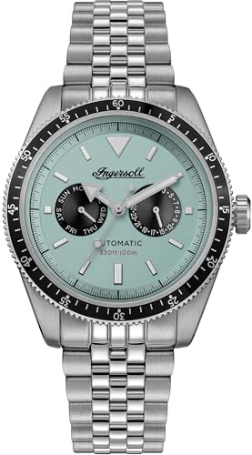 Ingersoll The Outlaw I17202 - Reloj automático para Hombre de 43 mm con Esfera Turquesa y Pulsera de Acero Inoxidable Plateado