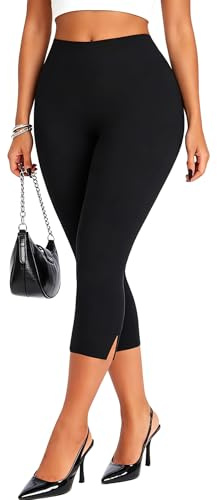 Navneet Pantalones Capri Mujer Cintura Alta Abertura Lateral Ajustado