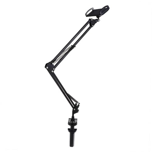 Generic Långarmstelefonfäste med Metallarm Flexibel och Vridbar Hållare för och Surfplatta Klämma för Handsfree Användning och Rotation Svart
