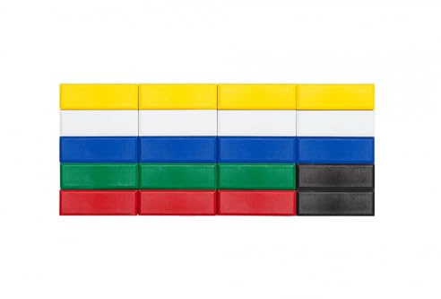 Maul Facetterand-Magnete Maulpro, Fyrkantig, Slagsäker Plast, 1 Kg Häftkraft, 53 x 18 x 10 mm, Sorterad Färg, 20 Stycken
