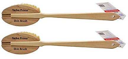 Yerba Prima Tampico Skin Brush (Pack of 2) - Natural Vegetable Fiber Bristles for Dry Skin Brushing