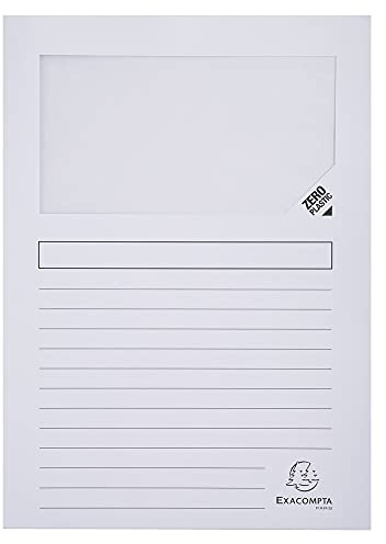 Exacompta - Réf. 50270E - Paquet de 25 chemises à fenêtre sans plastique Forever® 120 g/m² - couleurs vives - 100% recyclées et certifiées Ange Bleu - dimensions 22 x 31 cm pour A4 - couleur blanc