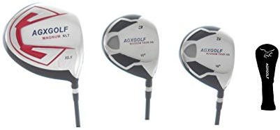 AGXGOLF Men's Regular Length (45.5 inch) Magnum XLT-XS Regular Flex Woods Set w460cc Over Sized Forged Driver + 3 & 5 Fairway Woods: Graphite Shafts + Head Covers Right Hand
