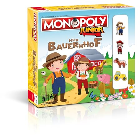 Winning Moves Monopoly Junior Mein Bauernhof - Familienspiele Strategie Brettspiele Monopoly Mein Bauernhof Junior Edition - Brettspiel für Kinder - 2+ Spieler ab 5+ Jahren - Deutsch