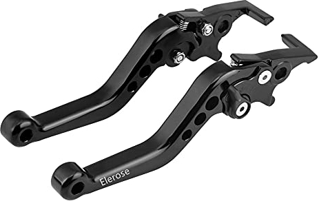 Elerose Für Bremshebel Roller Motorrad Doppelscheibenbremse Griff, Universal Motorrad Roller Modifizierte Cnc Aluminiumlegierung Doppel Scheibenbremshebel Horn Einstellbar (1 Para)(Schwarz)