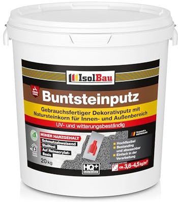 Isolbau - Buntsteinputz für Außen und Innen (Weiß, Grau) 20 kg - BP70 Mosaikputz Dekorationsputz Frostsicher, Wasserfest, Stoßfest