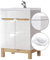 Lomadox Badezimmer Waschtisch Set mit 61cm Keramik-Waschbecken, Unterschrank Hochglanz weiß & Wotaneiche, B/H/T 61/85/46cm