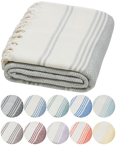 DEMMEX - Toalla de algodón Turco con Certificado 100% orgánico y Tinte orgánico Prelavado XL, Tejido de Diamante, Toalla peshtemal para baño, Playa, Piscina, SPA, Gimnasio, 180 x 90 cm