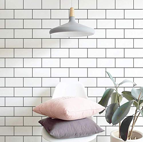 Keramikfliesen PVC wasserdichte Selbstklebende Tapete Klebefolie 10 * 0.6M Ziegelstein Muster wasserfest Tapete Dekorativ Peel Stick Wallpaper Wandbelag Wandaufkleber Rolle