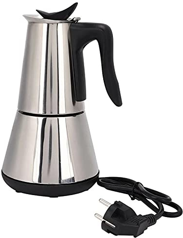 RSSK Electric Moka Coffee Pot Espresso Italian Coffee Maker 6 Cups Percolator Coffee Pot Electric Stainless Steel Classic Cafe Maker
