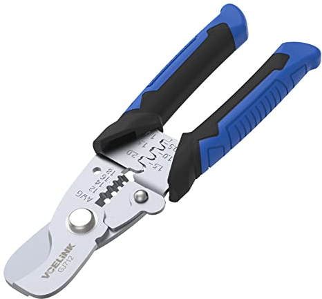 VCELINK GJ712 Kabelschneider Abisolierzange, 3-in-1-Multifunktions-Drahtschneider, Crimpzange zum Schneiden, Abisolieren und Crimpen, Elektriker-Werkzeug für Kupfer- und Alu-Kabel
