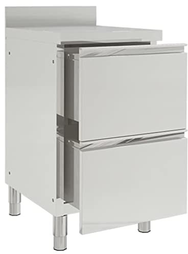 Homgoday Gastro Küchenschrank mit 2 Schubladen Edelstahlschrank Arbeitsschrank Schrank Gastro Schrank Arbeitstisch Arbeitsplatte Küchenunterschrank Edelstahl