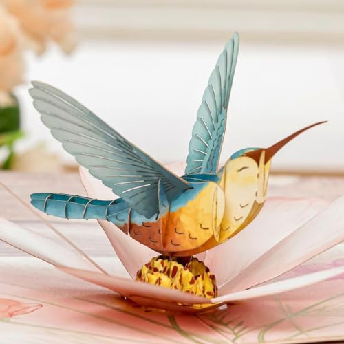 UNIPOP Carte Pop-Up Jardin Colibri – Anniversaire Maman, Fête des Mères, Saint-Valentin, Design Élégant en Papier