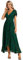 Ever-Pretty Robe Mère de Mariage Longue Dentelle High Low Manches Fluides Col V Femmes Robes de Soirée Vert Foncé 36