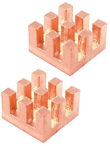 Haojiaho Copper HeatSink 10 x 10 x 6 mm with Thermally Conductive Adhesive Tape, Anti - thermal Runaway, Pure Copper Heat Sink for CPU IC Chip, Circuit Board, Precision Equipment Cooling, 2PCS