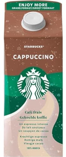 Starbucks® - Cappucino - Multiserve 750 ml - Café au Lait et au Cacao en Brique Refermable Prêt-à-Boire - Vendu à l'Unité