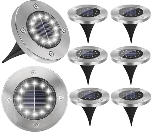 KelvinLux Solar Ground Lights Outdoor, 8 Pack 4.6, Waterproof, Cool White