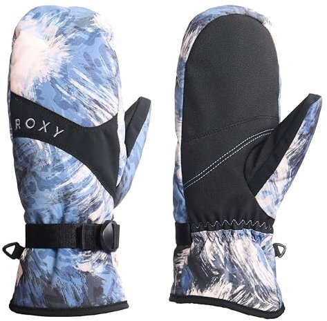Roxy Women's Jetty Snowboard/Ski Mittens - Waterproof, Touchscreen Technology, Adjustable Wrist Straps, Wild Wind Darknight, Large