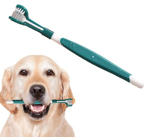 Weiche Borsten-Welpenzahnbürste, Katzenzahnbürste,3 Köpfe Hund 3-seitige Zahnbürste - Weiche Borsten-Reinigungs-Mundbürste für die Mundhygiene von Kätzchen