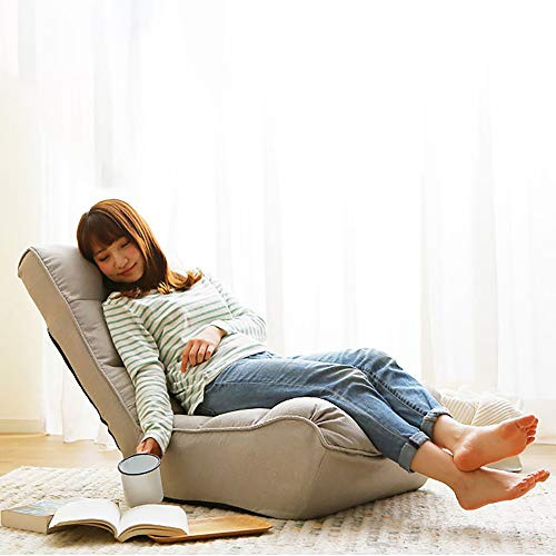 KrenzhHome Lazy Single Sofa with with 3 Adjustable Position,Reclining Lounger Chair, Tatami Balcony Gaming Couch, Leisure Reading Chair for Bedroom/Living Room/Space Saving,Gray