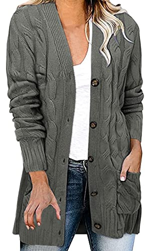 Uwdiohq Gilet Noir Femme Pour Grande Taille Lâche Bouton Torsadé Veste Cardigan Chic Et Elegant Blanc Ete Leger Manche Courte Avec Poche Gris Long Oversize Bordeaux Chaud Hiver Laine Tres De