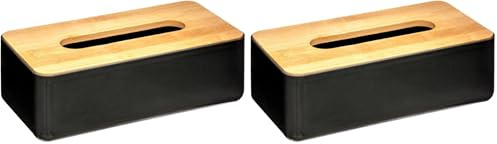 Five - Boite à mouchoirs avec Couvercle Noir Naturéo (Lot de 2)