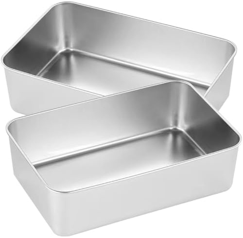 JOINPAYA Set 2 Teglie per Dolci in Acciaio Inox 22x14x6,5 Cm, Teglie da Forno per Pane e Torte, Stampi per Plumcake in Acciaio Inossidabile, Uso Sicuro in Cucina