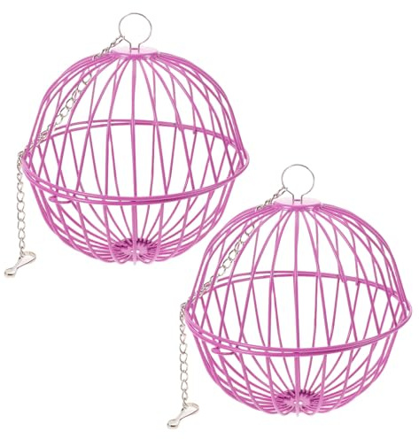 TOYANDONA Lot de 2 Paniers Suspendus pour Matériaux de Nidification D’Oiseaux, Support en Fil Métallique Rose, Accessoire pour Nidification en Extérieur, Adapté pour Jardin et