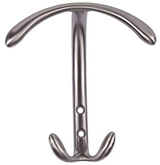 Gedotec Gancio Appendiabiti da Muro - MOON - Accessorio Doppio per l'Archiviazione e Appendimento di Vestiti, Asciugamani, Accappatoi, Cintre per Bagno, Armadio, Acciaio Inox - 127x125mm - 1 Pezzo