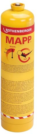 ROTHENBERGER Gaz MAPP 7/16“ - Solution Idéale pour Professionnels - Performance Optimale pour Soudage - Flamme Puissante et Contrôlable