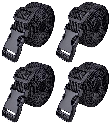 TRIWONDER 25mm Schwarz Nylon Gurtband mit Verstellbare Schnallen, 4 Stück (Schwarz - 1m)