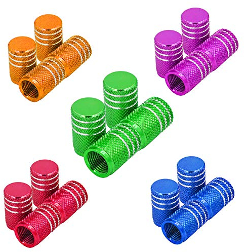 Senven 20 Pcs hochwertige Farbe Aluminium Ventilkappen, Reifenventil Staubkappen Auto, Motorrad, LKW, Fahrrad verhindern Luftleckage - Universal-Reifenventilkappen