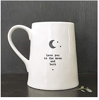 East of India Porcelain Mug - Moon/Love You To Moon