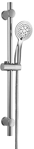 Kit de ducha de mano con 3 posiciones hidromasaje DUR con barra ducha y flexo de acero inoxidable. Ducha y soportes en ABS y barra de acero inox. con acabados en cromo brillo