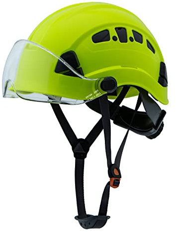 LOHASWORK Safety Hard Hat ANSI Z89.1 Approved,Adjustable Safety Helmet with Visor,6-Point Suspension,Construction Forestry Aborist Work(03Lime Clear Visor)