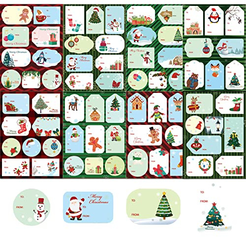 Étiquettes adhésives pour cadeaux de Noël, Autocollants de nom de Noël, étiquettes adhésives pour la collection de Noël, étiquettes pour porte-noms pour emballages de cadeaux de Noël