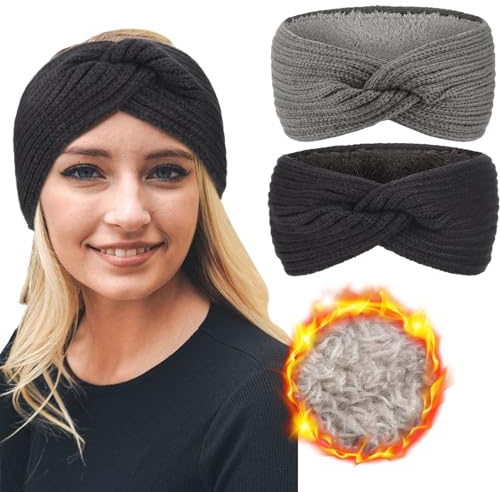 DRESHOW Fascia per Capelli Lavorata a Maglia Calda da Donna Scalda Orecchie All'uncinetto Fasce per Capelli in Pile Spesso