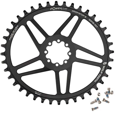Wolf Tooth Elliptisches Kettenblatt mit Direktmontage – 44t SRAM Direct Mount Drop-Stop B für SRAM 8-Bolzen Kurbelgarnituren, 6 mm Offset