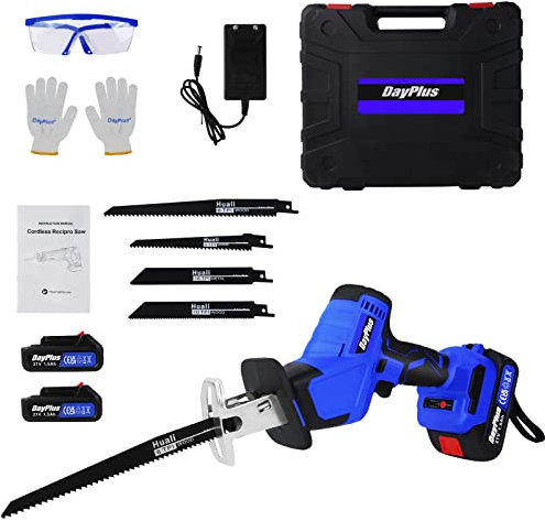 Scie sabre sans fil, 1900 tr/min, avec 2 batteries de 1,5 Ah et chargeur, 680 W, scie sabre avec lame de scie pour bois, métal, scie universelle, course de lame jusqu'à 15 mm