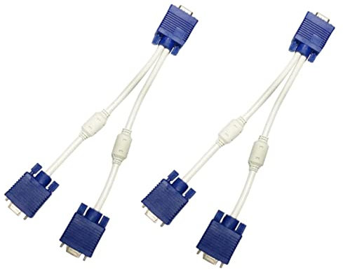 HEMOTON Vga Video Splitter Adapter Cable 0.3m Male to Dual Female for Monitor 2 Pcs High Resolution Vga 3 6 Display Cable for Dual Screen Setup