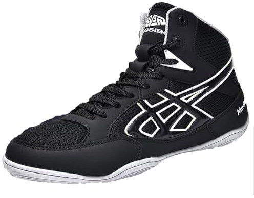 Scarpe da Allenamento per Il Wrestling Traspirante,Scarpe da Boxe Professionali per Uomo Professionale Resistente all'Usura Impermeabile,Scarpe da Bodybuilding per Adulti E Giovani(Black,45 EU)