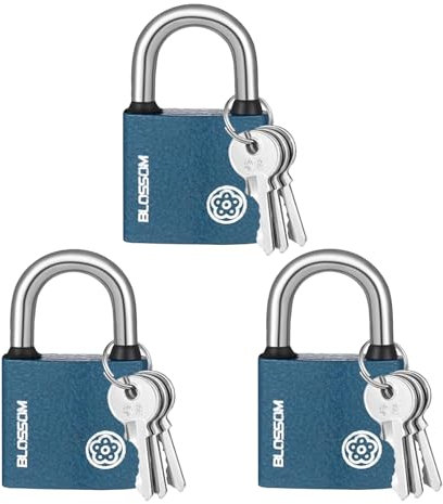 3 Pcs Outdoor Padlock, 38mm Cylinder with 3 Keys Per Lock, Heavy Duty Padlock Outdoor Weatherproof, Padlocks with Keys Outdoor for Wooden Doors, Iron Doors, Lockers Etc