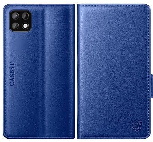 CASBST for Samsung Galaxy A22 5G Case, Kickstand Flip Leather Wallet Book Case with Card Slots Shockproof Magnetic Closure Protective Phone Case Cover Compatible with Samsung A22 - Royal Blue